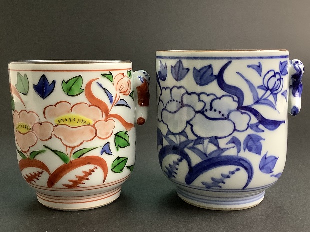 京焼 高木岩華 一閑人 夫婦湯呑 湯呑 二個 唐子